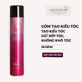 Gôm xịt tóc, tạo kiểu, định hình tóc Obsidian Strong Hold Spray 300ml Hàn Quốc