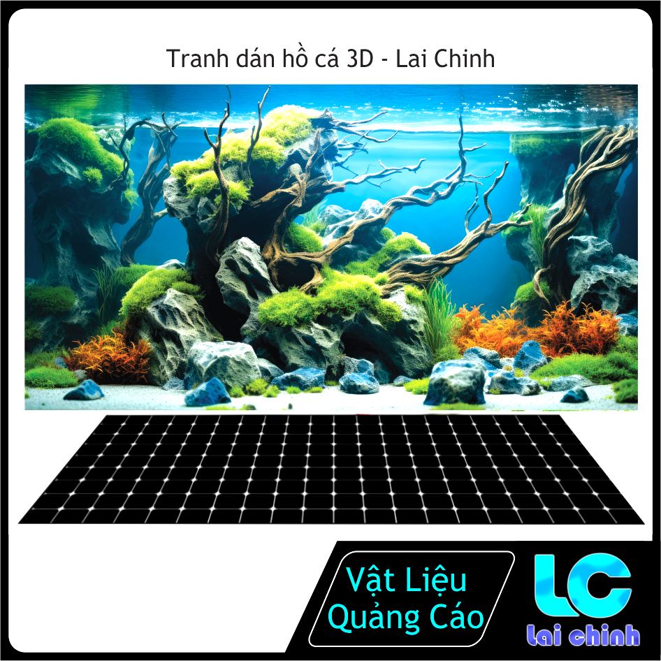 Tranh 3d Decal có sẵn keo, Tranh Dán Bể Cá Thủy Sinh, Bể Cá Rồng_TS 45