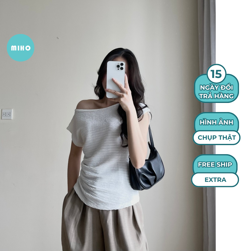 Áo Thun Lệch Vai Tay Hến, Áo Phông Kiểu Dáng Vừa Điệu Chất Vải Xốp Miho House | BigBuy360 - bigbuy360.vn
