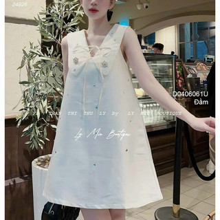 Đầm suông cổ tim lật đính đá sang trọng viens store