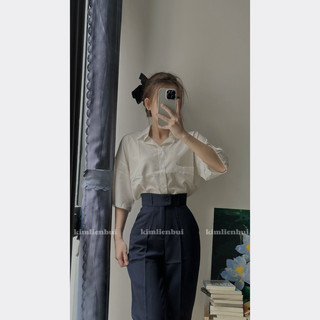 [Mã XĐ8] Quần Tây Xanh Đen Nút Cài Lệch