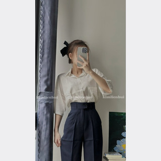 [Mã XĐ8] Quần Tây Xanh Đen Nút Cài Lệch