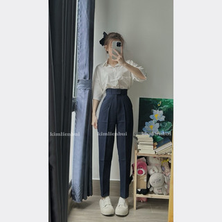 [Mã XĐ8] Quần Tây Xanh Đen Nút Cài Lệch
