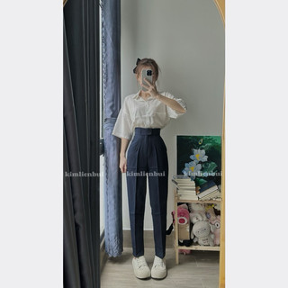 [Mã XĐ8] Quần Tây Xanh Đen Nút Cài Lệch