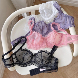  Bộ đồ lót ren có gọng không mút lòng quả sâu ôm chọn bầu ngực  nâng ngực sexy thoáng mát 