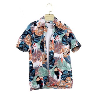 Áo sơ mi đi biển thời trang H9UNIFORM áo chim xanh lá tím form rộng thoải mái hình ảnh sắc nét
