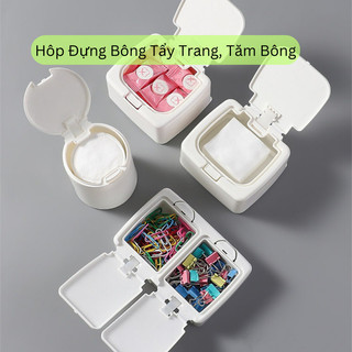 🎯NEW🎯 Hộp Đựng Bông Tẩy Trang, Hộp Đựng Đồ Nhỏ Gọn Có Nắp Gập, Tiện Lợi, Ngăn Nắp 88488 Siêu Thị Tiện Ích 88