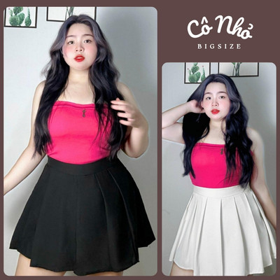 Chân Váy Xếp Ly Bigsize Nữ Dáng Ngắn Xòe Lưng Chun Co Giãn Vải Tuyết Mưa Mềm Mát CV10
