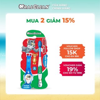 Bàn chải đánh răng cho bé OralClean Tom and Jerry Royal Kids Soft (Tặng kèm Đồng hồ đeo tay)