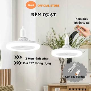 Đèn Quạt Nami Đui Xoáy Siêu Sáng Điều Khiển Từ Xa TIện Lợi 3 Chế Độ Gió Tặng Kèm Đui Xoáy Dài 2m