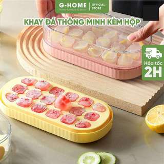 Khay làm đá kèm hộp chứa Ghome Khay đá thông minh cứng cáp tiện lợi 2024 TI24M18
