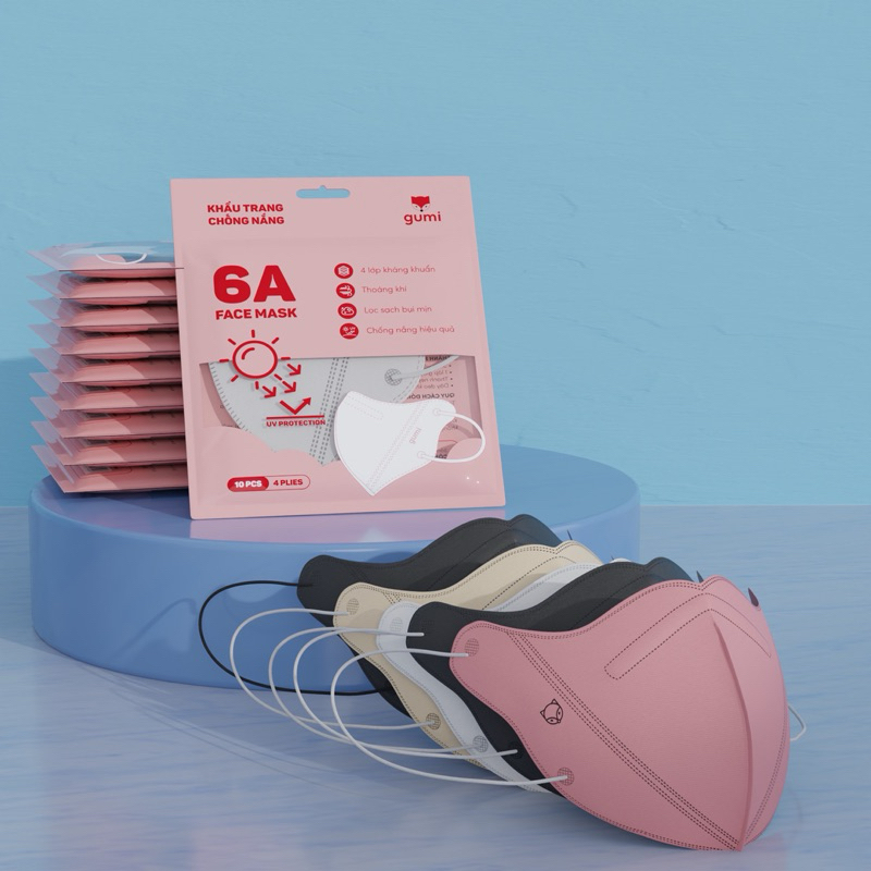 [Hộp 100 Chiếc] Khẩu trang chống nắng 6A Gumi Mask 4 lớp kháng khuẩn kiểu dáng thời trang