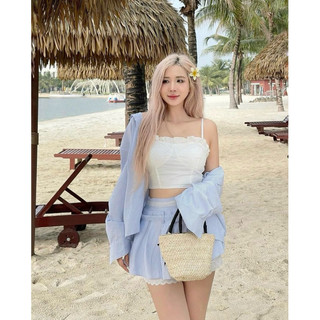 Set 3 món sơmi + chân váy kèm nịt