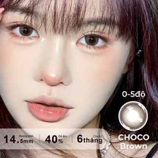 【Choco Brown 0-8 độ kính áp tròng lens nâu lens cận Brown lens Freshlady giãn tròng to 14.5mm 6 tháng live độ2