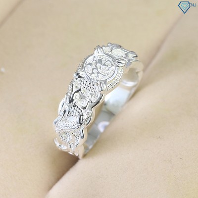 Nhẫn bạc nam chữ Phúc hoạ tiết song long độc đáo tinh tế, nhẫn bạc thật giá rẻ NNA0630 - Trang Sức TNJ