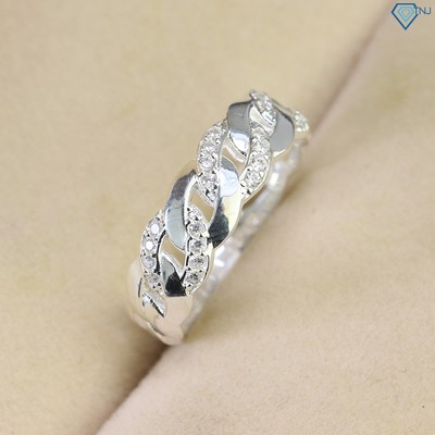 Nhẫn bạc nam TNJ mắt xích phối đá Cubic Zirconia cao cấp sang trọng NNA0633 - Trang Sức TNJ