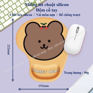 Jojo's Lót chuột silicon có đệm tay chống mỏi cổ tay siêu mềm,mịn hình Bear Cherry dễ thương