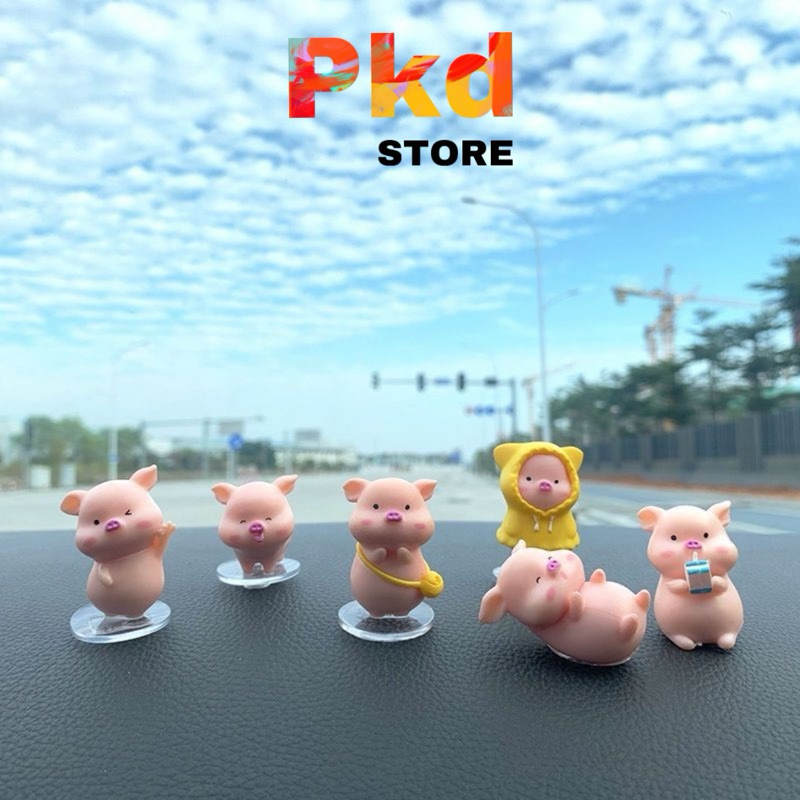 Bộ 6 chú heo trang trí decol