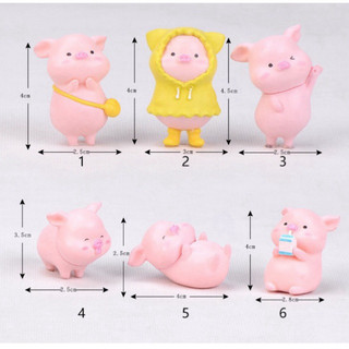 Bộ 6 chú heo trang trí decol