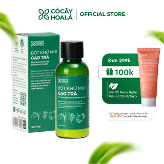 Bột Khử Mùi Gạo Trà Cỏ Cây Hoa Lá Việt Nam - Khử Mùi Hôi Nách, Hôi Chân, Giảm Tiết Mồ Hôi 40gr