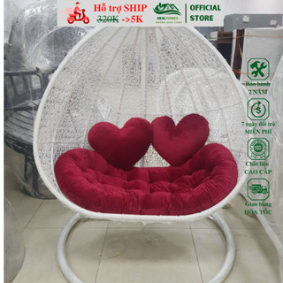 Xích đu đôi giả mây lõi thép cao cấp trang trí ban công và sân vườn sang trọng/ HEALHOMES