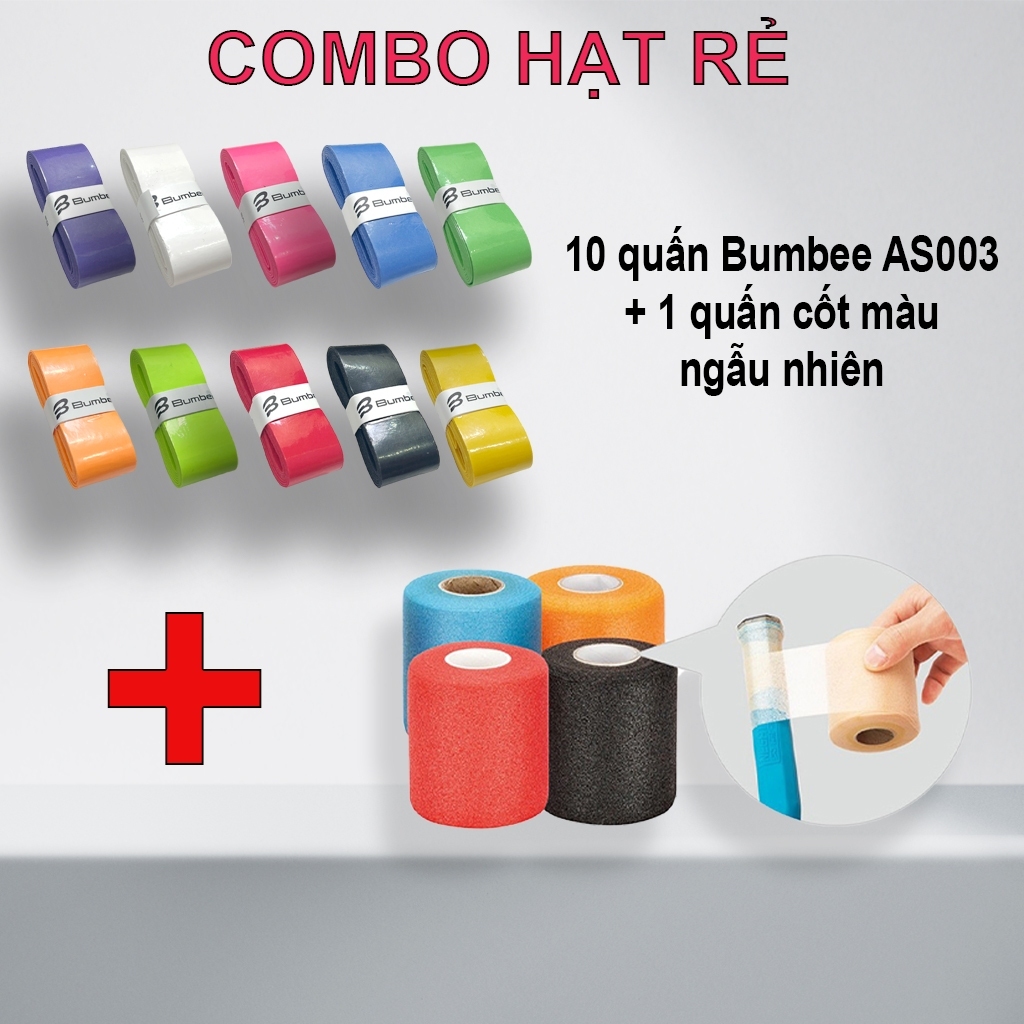 Combo 10 quấn cán BUMBEE AS003 + 1 quấn cốt vợt màu ngẫu nhiên