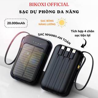 Sạc dự phòng năng lượng mặt trời bikoxi tích hợp sạc nhanh với 4 đầu sạc kèm đèn led chiếu sáng