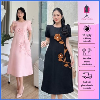 Đầm suông phối cây hoa sang trọng dành cho nữ MS103 - Lady Fashion