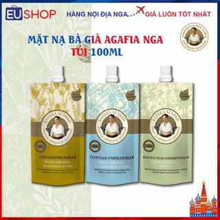 Mặt nạ Đất sét xanh - Sữa nai trẻ hoá làn da túi 100ml, Mặt nạ bà già Agafia Nga