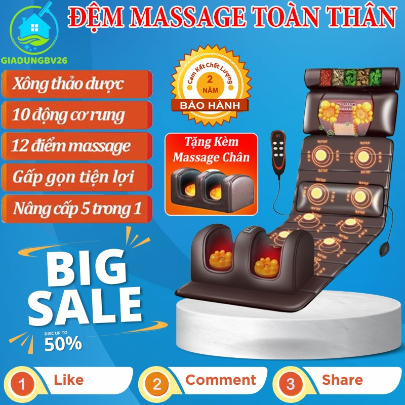 Đệm massage toàn thân, nệm massage toàn thân cao cấp, ghế massage toàn thân giúp phục hồi giảm đau nhức cơ thể