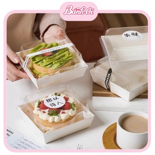 Hộp giấy vuông, hộp giấy vuông nắp trong, hộp kraft vuông, Nắp PET Màu Trắng E1413