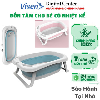 Bồn tắm gấp gọn có nhiệt kế, chậu tắm gấp gọn cho bé sơ sinh và bé nhỏ tiện lợi thiết kế nhỏ gọn tiện lợi an toàn cho bé