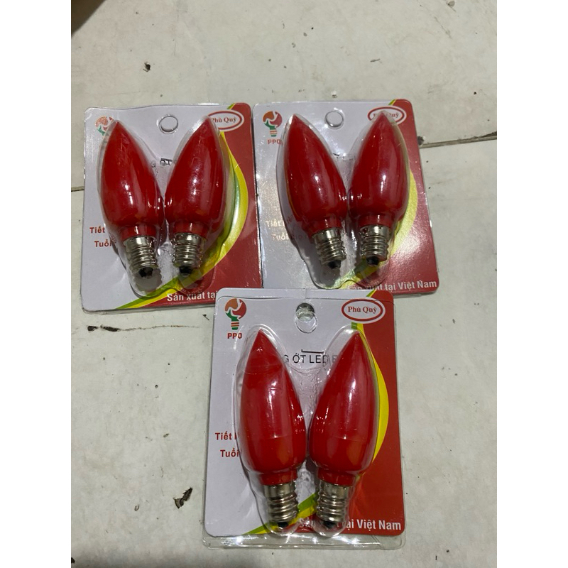 1 cặp 2 bóng đèn led trái ớt e12 màu đỏ