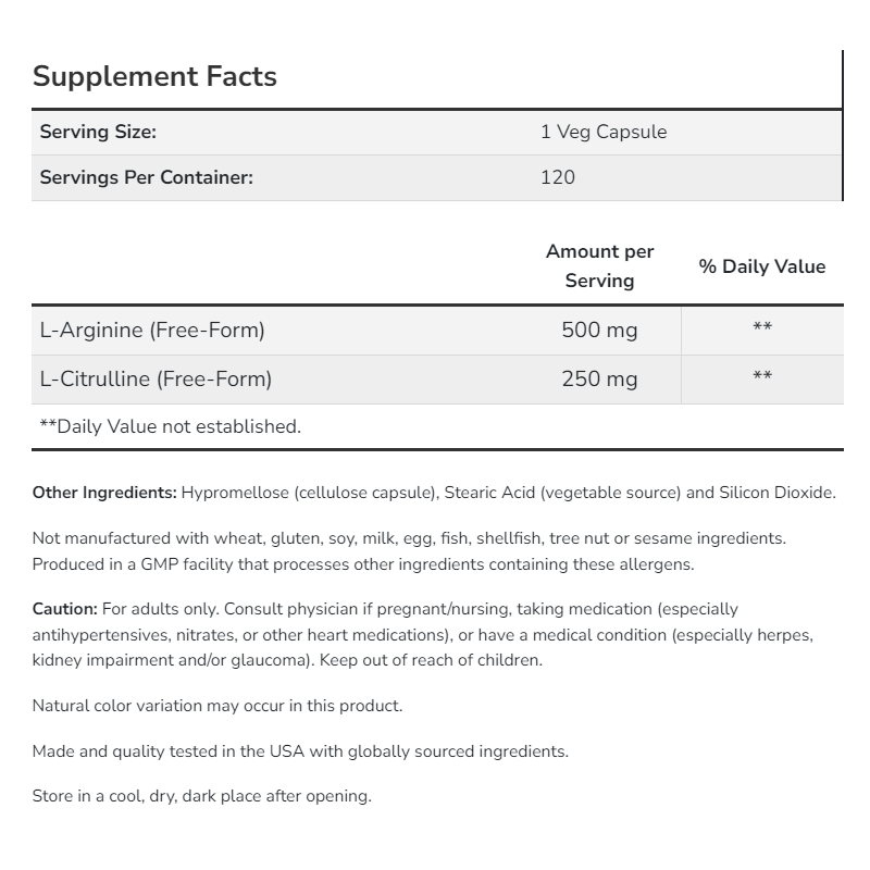 NOW ARGININE & CITRULLINE 500MG / 250MG Tăng Cường Sức Khỏe Miễn Dịch, Hỗ Trợ Xây Dựng và Phục Hồi Cơ 120 viên