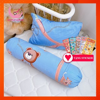 Bộ gối nằm trẻ em cho bé 1-10 tuổi, gòn lông vũ nhân tạo vải tencel mềm thoáng mát