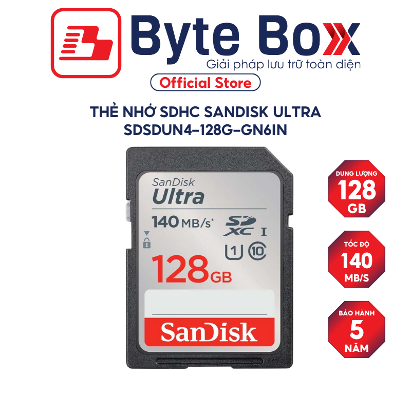Thẻ nhớ SDXC SanDisk Ultra 32GB / 128GB UHS-I upto 140MB/s - Bảo hành 5 năm