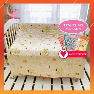 Chăn cho bé đi học 1m2x1m4, vải tencel 60s mềm mượt mát lạnh