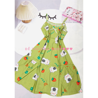 Váy lanh-đầm dây đuôi cá mặc nhà tole lanh size xl