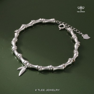 Lắc tay bạc nữ TLEE chuỗi đốt trúc điểm bi bóng khỏe khoắn TLEE JEWELRY LT0243