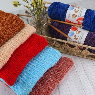 Len Nhung Chenille Size 3mm Cuộn 100g-móc thú bông/khăn/áo mùa đông