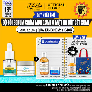 Bộ Serum Chấm Mụn 2in1 Kiehl's Truly Targeted Blemish-clearing Solution 15ml và Mặt Nạ Đất Sét Rare Earth Mask 28ml