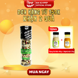 Tiêu Ngũ Sắc Hạt Tự Nhiên Cối Xay Vipep Hũ Thủy Tinh 45g - Gia vị Vipep