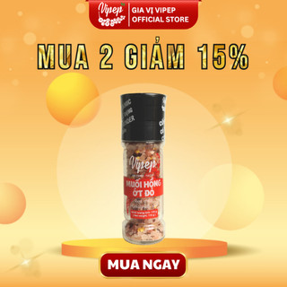 Muối Hồng Himalaya Ớt Đỏ Tự Nhiên Cối Xay Vipep Hũ Thủy Tinh 110g - Gia vị Vipep