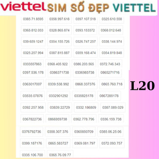 Lô 20) Sim viettel,Cặp gánh,Số tiến,Chọn số thoải mái,sim nguyên kít đăng ký thông tin chính chủ MIỄN PHÍ