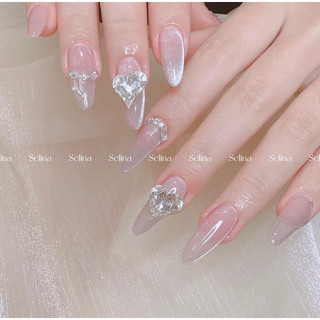 Nailbox thiết kế - Nailbox thạch mắt mèo đính đá