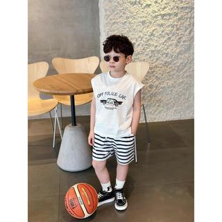 Set Tanktop In Hình Oto Trắng Thun Cotton