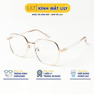 Gọng kính mắt nam nữ LILYEYEWEAR tròng chống ánh sáng xanh chất liệu kim loại chắc chắn kiểu dáng thời trang 5237