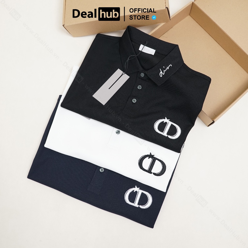 Áo Polo Di.or Thêu Cổ Móc Xích D.ior CD Icon Polo Form Châu Âu