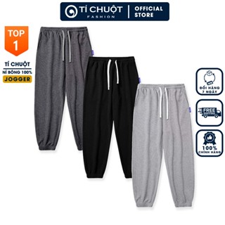 Quần jogger nỉ bông nam nữ bigsize, quần dài nỉ bông ống rộng lai thun thời trang - Tí Chuột Studio