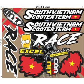 Set sticker dán trang trí nhiều vị trí.in decal 3 lớp chống thấm nước,chống bay màu